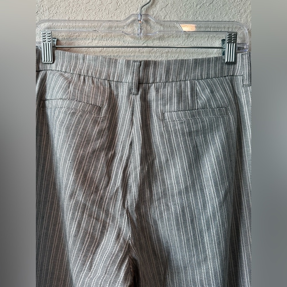 New J. Jill Light Gray Striped Wide - Leg Linen Stretch Pants Size 12 Petite - Picture 8 of 12